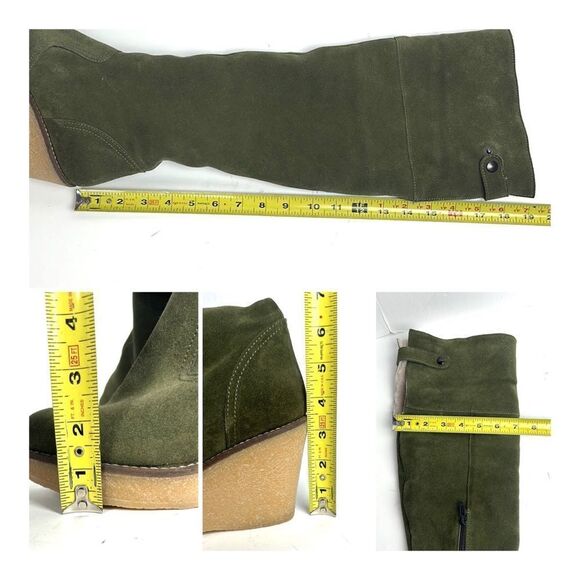 Skinnycalf Italy Olive Suede Shearling Over The Knee Wedge Boots US 8,5-9 - Picture 16 of 16